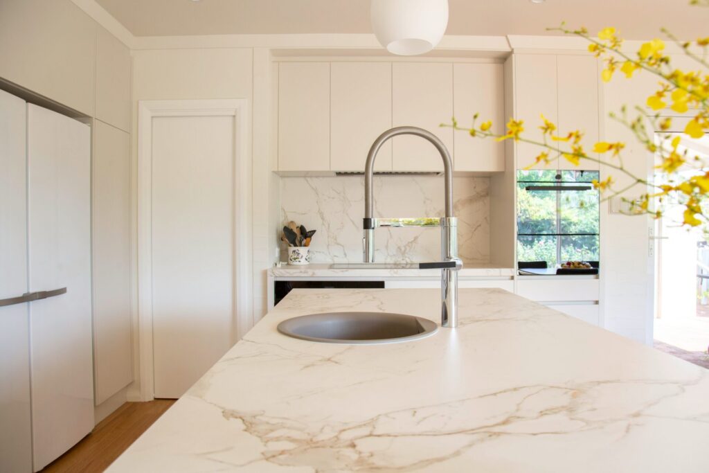 marble countertop in residential kitchen